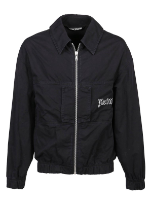 Palm Angels Logo Detailed Zipped Shirt Jacket