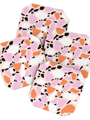 Emanuela Carratoni Pink Shadows Terrazzo Coaster Set - Deny Designs