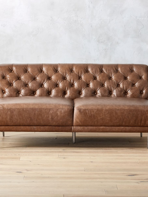 Savile Saddle Leather Tufted Armless Sofa