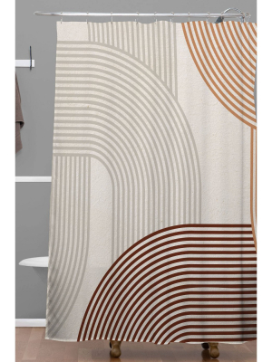Iveta Abolina Mid Century Line Art Shower Curtain Brown - Deny Designs