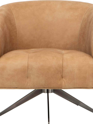 Pate Leather Swivel Chair, Butterscotch