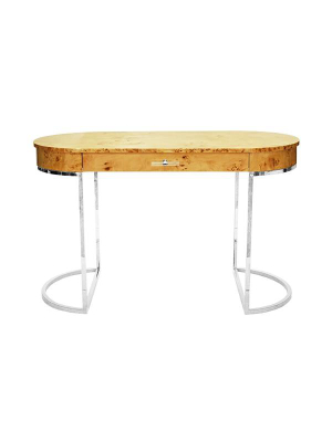 Corbett Oval Desk Burl And Nickel