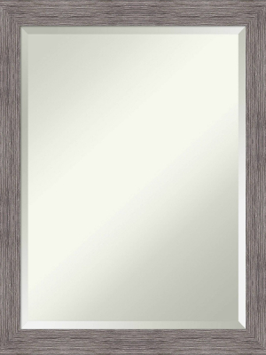 22" X 28" Pinstripe Plank Framed Bathroom Vanity Wall Mirror Gray - Amanti Art