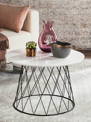 Rogelio Lacquer End Table White/black