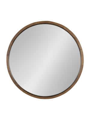 Kate And Laurel Hutton Round Decorative Wood Frame Wall Mirror