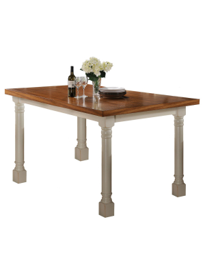 Wilton Counter Height Table Wood/distressed Oak And Antique Cream - Acme Furniture