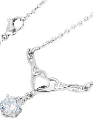 Women's Elya Stainless Steel And Cubic Zirconia Infinity Heart Necklace