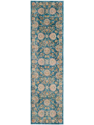 Vintage Persian Turquoise/multi Runner Rug