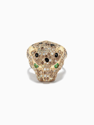 Effy Signature 14k Yellow Gold Tsavorite And Diamond Panther Ring, 2.72 Tcw