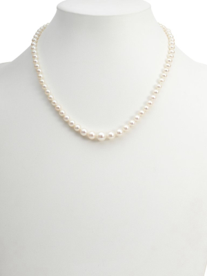 Graduated White Pearl & Gold Necklace