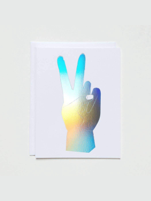 Peace Hand Hologram Notecard