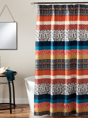 Boho Stripe Shower Curtain Turquoise- Lush Décor