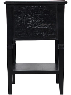 Noir Oxford 2-drawer Hand Rubbed Black Side Table