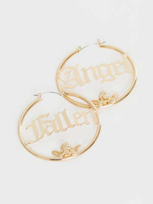 Gold Fallen Angel Hoop Earrings