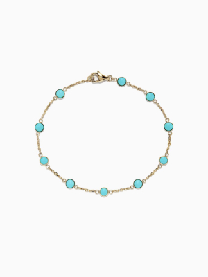 Effy 14k Yellow Gold Turquoise Station Bracelet, 2.35 Tcw