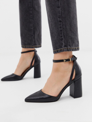 Raid Katy Black Snake Heeled Shoes