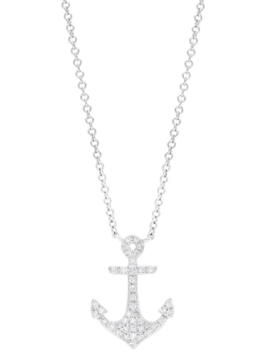 Effy Novelty 14k White Gold Diamond Anchor Pendant, 0.15 Tcw