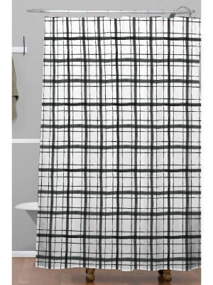 Dash And Ash Painted Plaid Shower Curtain Black/white - Deny Designs