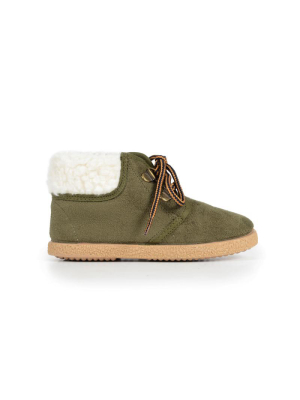 Childrenchic® Olive Suede And Faux-shearling Mcalister Booties