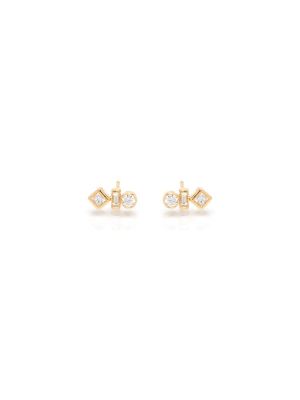 14k Mixed Shaped Diamond Studs