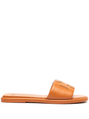 Tory Burch Double T Logo Patch Slides