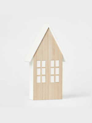 Wood & Enamel Tall House Decorative Figurine White - Wondershop™