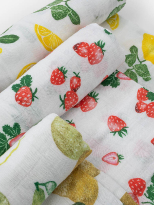 Cotton Muslin Swaddle Blanket Set - Fruit Stand