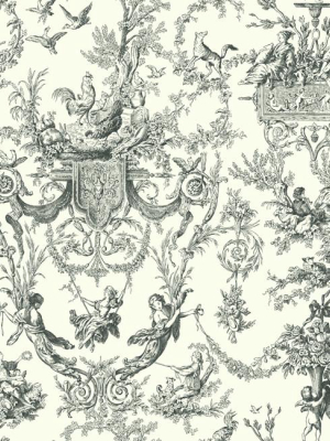 Old World Toile Wallpaper In Black And White By Ashford House For York Wallcoverings