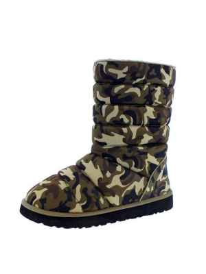 Judy287 Camouflage Quilted Pull On Lug Sole Boot