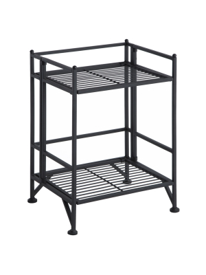 20.5" 2 Tier Folding Metal Shelf Black - Breighton Home