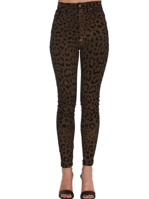 Dolce & Gabbana Leopard Print Skinny Leg Jeans