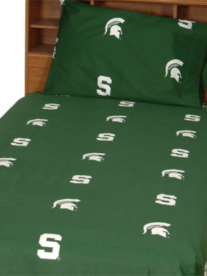 Michigan State Spartans Bed Sheets Collegiate Green Bedding