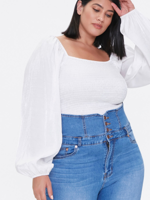 Plus Size Smocked Peasant Top