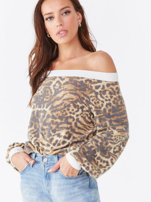 Leopard Print Off-the-shoulder Top