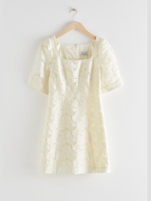 Flower Jacquard Mini Dress