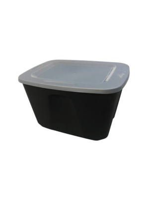 Homz 6618bkts.08 18 Gallon Durable Molded Plastic Garage Garden Kitchen Bedroom Storage Bin With Lid, Black/gray