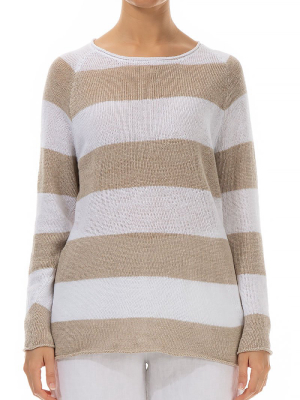 Striped Natural & White Linen Jumper