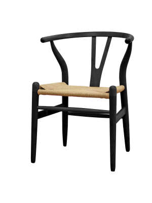 Wishbone Wood Y Chair Black Wood - Baxton Studio