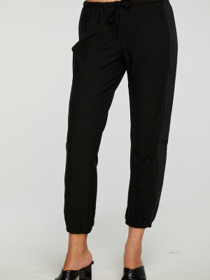 Rpet Cozy Knit Mixed Poplin Side Panel Jogger