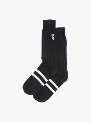 White Striped Classic Socks Black