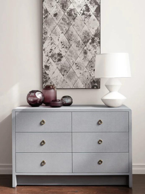 Bryant Linen Extra Large 6 Drawer Chest Gray