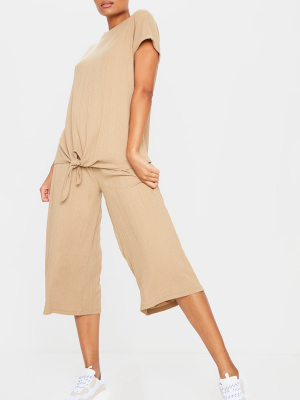 Mocha Ribbed High Waist Culottes