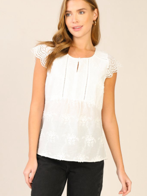 Eyelet Lace Cotton Top