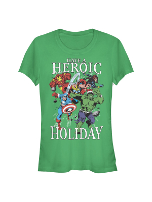 Junior's Marvel Heroic Holiday Avengers T-shirt