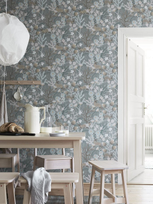 Korall Teal Meadow Wallpaper From The Wonderland Collection By Brewster Home Fashions