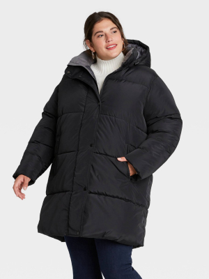 Women's Plus Size Quilted Puffer Jacket - Ava & Viv™