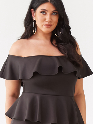 Plus Size Ruffle-trim Mini Dress