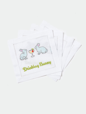 August Morgan Drinking Bunny Cocktail Napkins Set Of 4