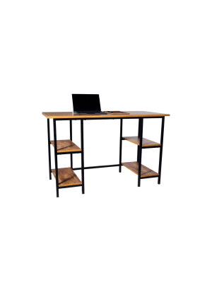 4 Shelf Camden Computer Desk Classic Oak - Onespace