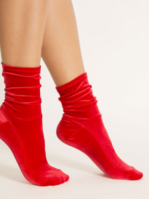 Darner For Net-a-porter Red Velvet Socks